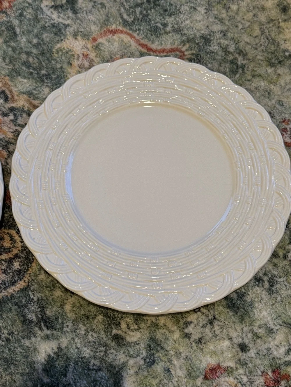VINTAGE MIKASA Wicker White 12” Stoneware Plates- Set of 2